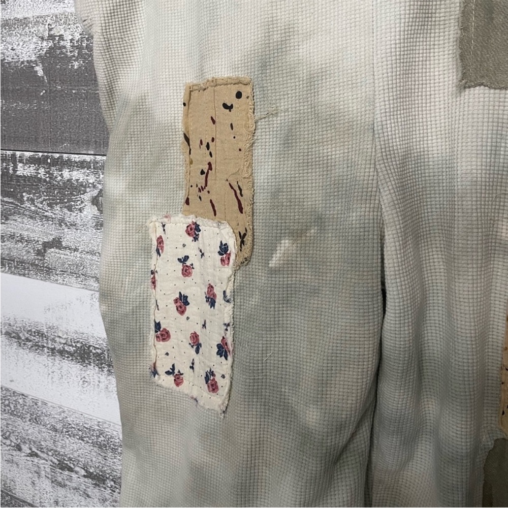 POL Cream Patchwork Cropped Overalls with Floral … - image 8